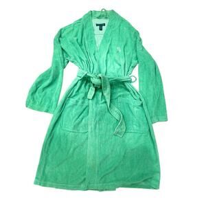 Lauren Ralph Lauren Green Terry Cloth Spa Robe Belted Large